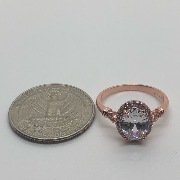 NEW Rose Gold Oval Cut Diamond Cubic Zirconia Ring - Picture 7 of 8